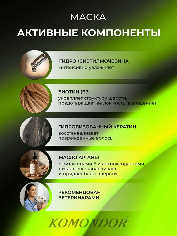 KOMONDOR Набор Шампунь + Маска «Capillum» активатор роста шерсти, 2 х 150 мл, KN-011