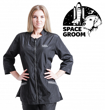 Блуза на молнии стразы SPACE GROOM черная XXL  R01-3