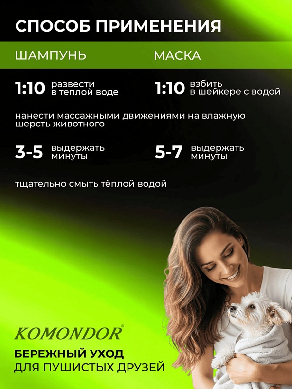 KOMONDOR Набор Шампунь + Маска «Capillum» активатор роста шерсти, 2 х 150 мл, KN-011
