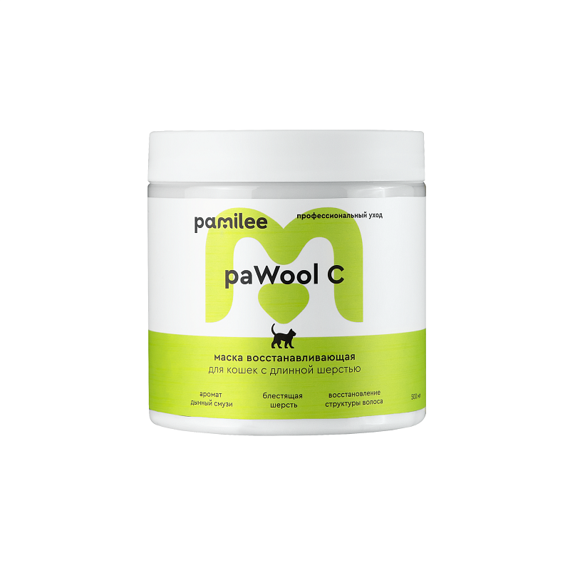 Pamilee Маска восстанавливающая paWool C, Дынный смузи для кошек с длинной шерстью, 500мл, PaWooC-2212