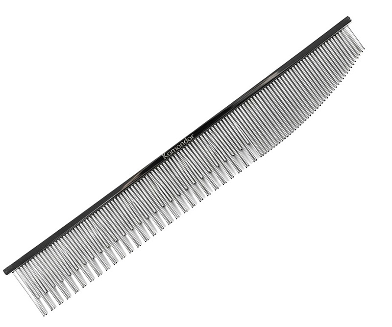 Komondor Premium Гребень металлический комбинированный 30/70, 24,5 см, KGP-015